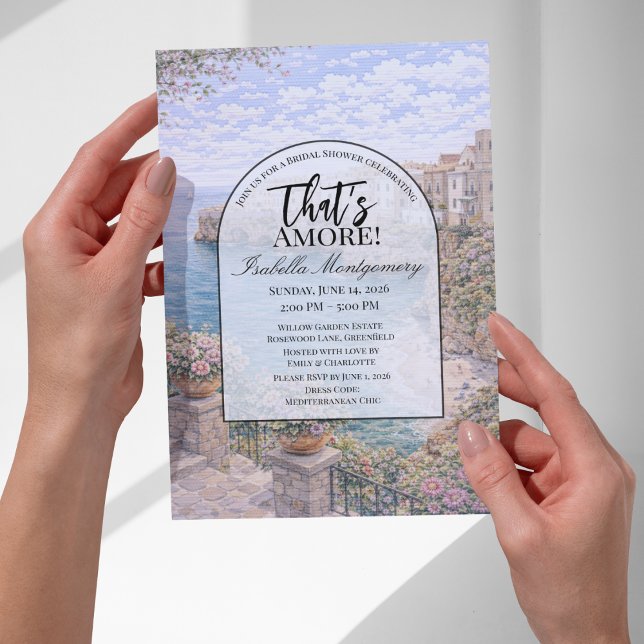 Convite Chá de Noiva Temático Italiano Polignano a Mare (Polignano a Mare Italian Themed Bridal Shower Invitations
)