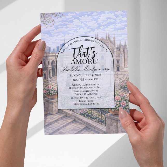Convite Chá de Noiva Temático Milanês Italiano (Milan Italian Themed Bridal Shower Invitations
)