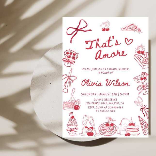 Convite Chá de Noiva That's Amore - Arte de Linha para Chá (Criador carregado)