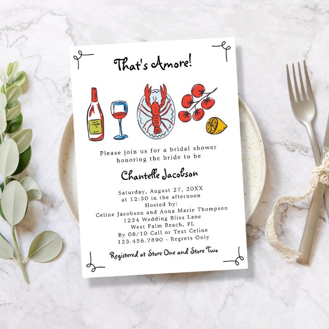 Convite Chá de Noiva That's Amore Italian Seafood & Wine (Criador carregado)