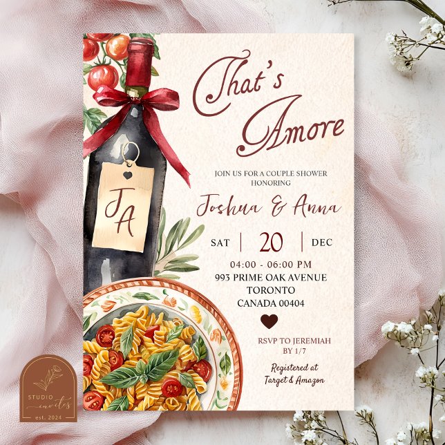 Convite Chá de Noiva That's Amore Massa e Vinho (Criador carregado)