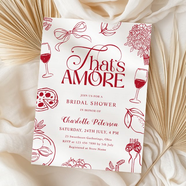 Convite Chá de Noiva That's Amore Vermelho (Criador carregado)