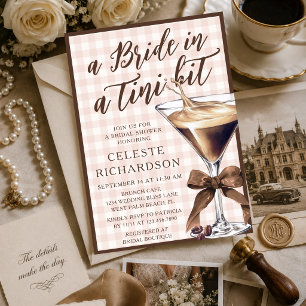 Convite Chá de Noiva Tini Bit Bow Espresso Martini