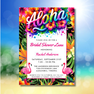 Convite Chá de Noiva Tropical Aloha Luau