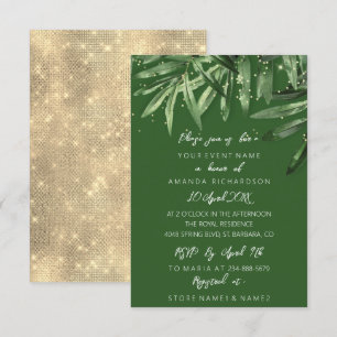 Convite Chá de Noiva Tropical Sage Verde Dourado Elegante