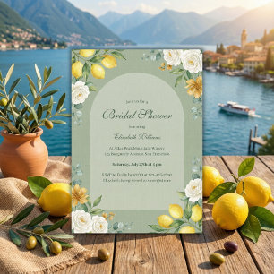 Convite Chá de Noiva Verde Cítrico e Salva Italiano