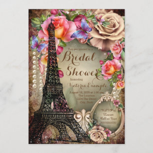 Convite Chá de Noiva Vintage Torre Eiffel Paris