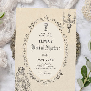 Convite Chá de noiva vitoriano vintage