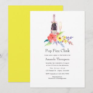 Convite Chá de Noiva Watercolor Floral Pop Fizz Clink
