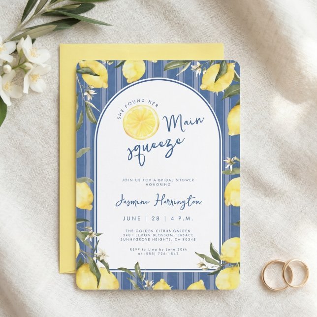 Convite Chá de Noiva Watercolor Lemon Main Squeeze (Criador carregado)