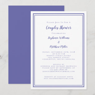 Convite Chá de Noivado Casal Engajamento Azul Periwinkle