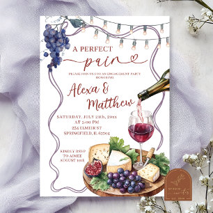 Convite Chá de Noivado de Par Perfeito de Vinho e Queijo