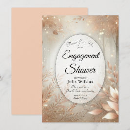 Convite Chá de Noivado florestal entalado de ouro Rosewood