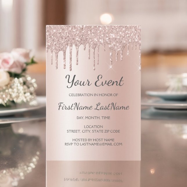 Convite Chá de panela 16 Doce com Glitter de Discagem Dour (Criador carregado)