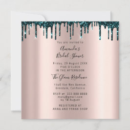 Convite Chá de panela 16th Drips Rosa Teal Photo