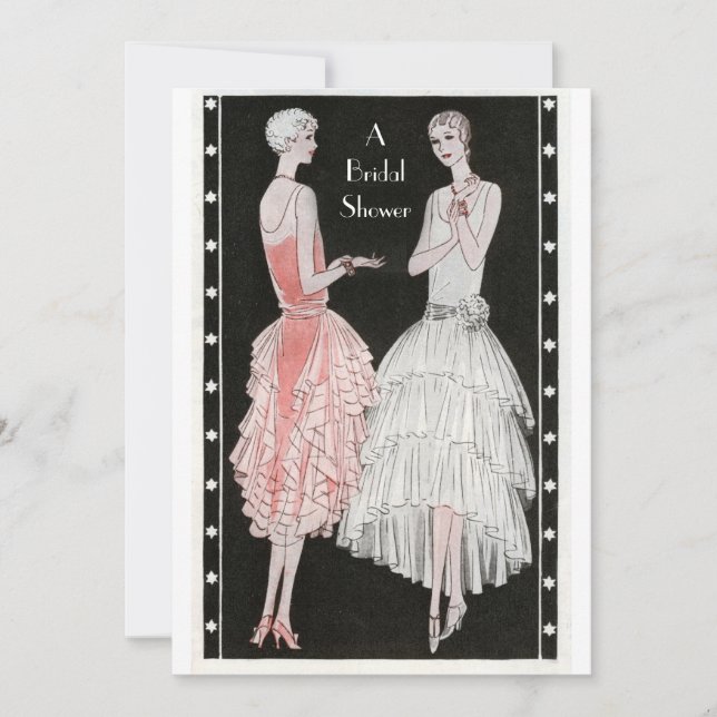 Convite Chá de panela à moda dos Flappers dos anos 20 do (Frente)