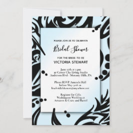 Convite Chá de panela abstrato preto e azul tribal