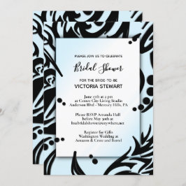 Convite Chá de panela abstrato preto e azul tribal