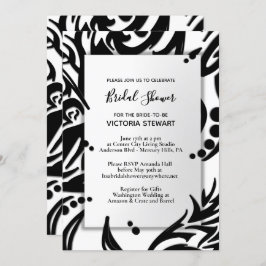 Convite Chá de panela abstrato preto e branco tribal