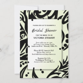 Convite Chá de panela abstrato preto e verde tribal