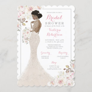 Convite Chá de panela Africano-Americano de Bride em Gown