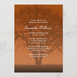 Convite Chá de panela alaranjado rústico do carvalho