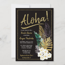Convite Chá de panela Aloha, Faux Dourado