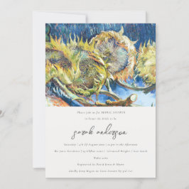 Convite Chá de panela Amarelo de girassol de Script Russo