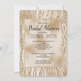 Convite Chá de panela Animal Zebra com Glitter Glam Dourad