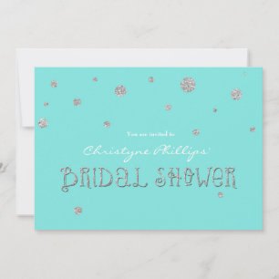 Convite CHÁ DE PANELA Aqua & Silver Glitter Modern Card