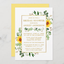 Convite Chá de panela Aquarela Verde Girassóis Dourados