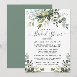 Convite chá de panela Aquarela Verde Sage Verde