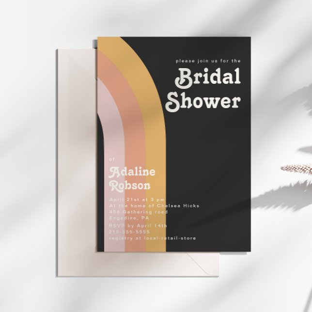 Convite Chá de panela Arco-Íris Escuro Moderno de 70 anos (Criador carregado)