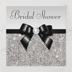Convite Chá de panela Arco Preto Quic Sequins Faux Silver