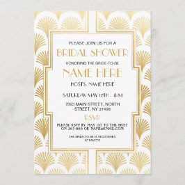 Convite Chá de panela Art Deco 1920, Partido Branco e Dour