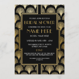 Convite Chá de panela art Deco 1920's Black and Dourado Pa