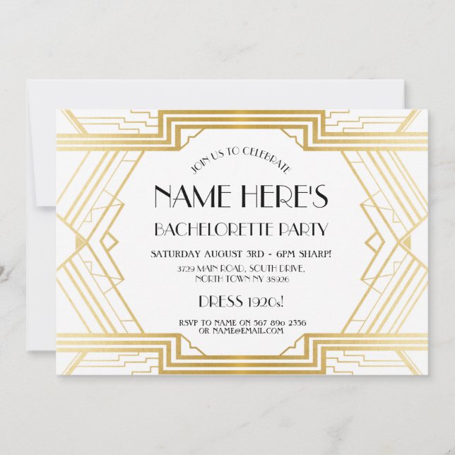 Convite Chá de panela Art Deco de 1920 (Frente)