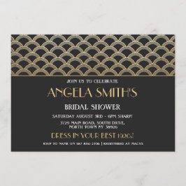 Convite chá de panela Art Deco Gatsby Dourado de 1920