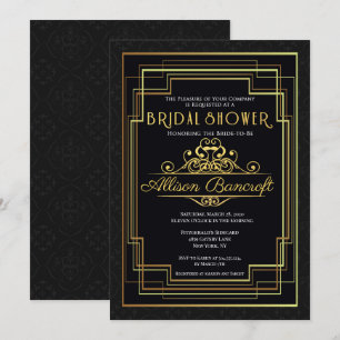 Convite Chá de panela Arte Deco do Roaring 20