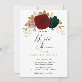 Convite Chá de panela Autumanal Dourado Burgundy Emerald