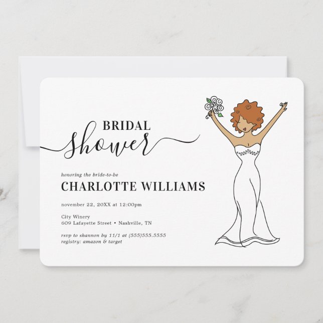 Convite Chá de panela Avatar Personalizável| Cabelo Curvo (Frente)