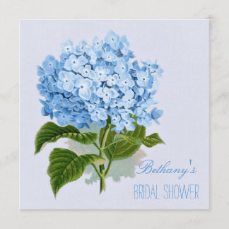 Convite Chá de panela azul da flor do Hydrangea do vintage