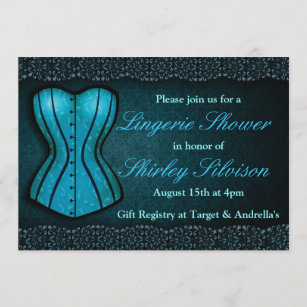 Convite Chá de panela azul da lingerie do espartilho