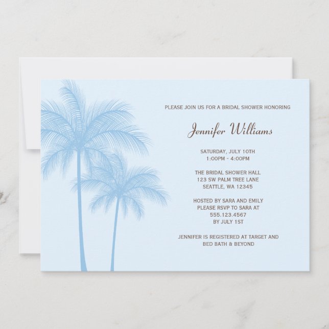 Convite Chá de panela azul da palmeira (Frente)