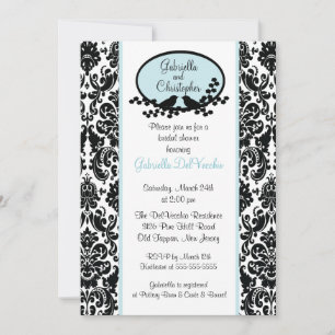 Convite Chá de panela Azul Damask