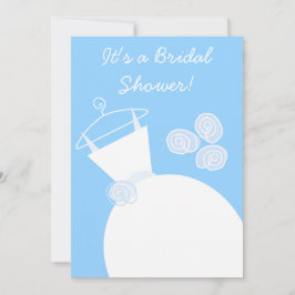 Convite Chá de panela Azul de Casamento Branco