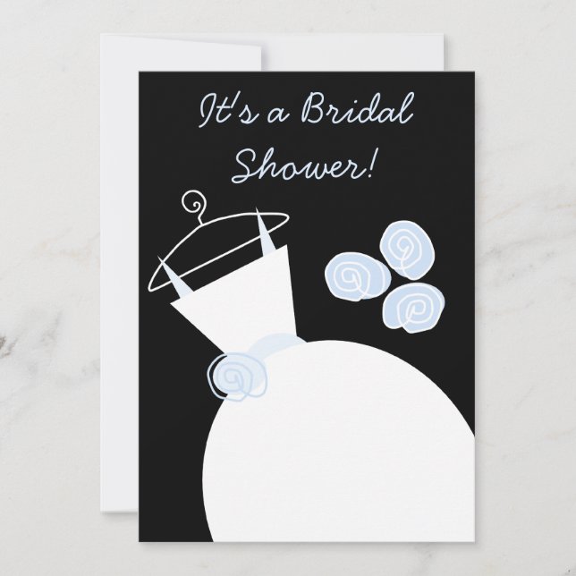 Convite Chá de panela Azul de Casamento preto (Frente)