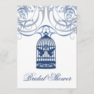 Convite Chá de panela azul de encantamento do Birdcage de