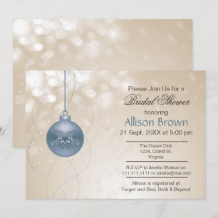 Convite chá de panela azul do inverno dos flocos de neve