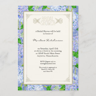 Convite Chá de panela Azul Hidrangea Lace Floral Formal
